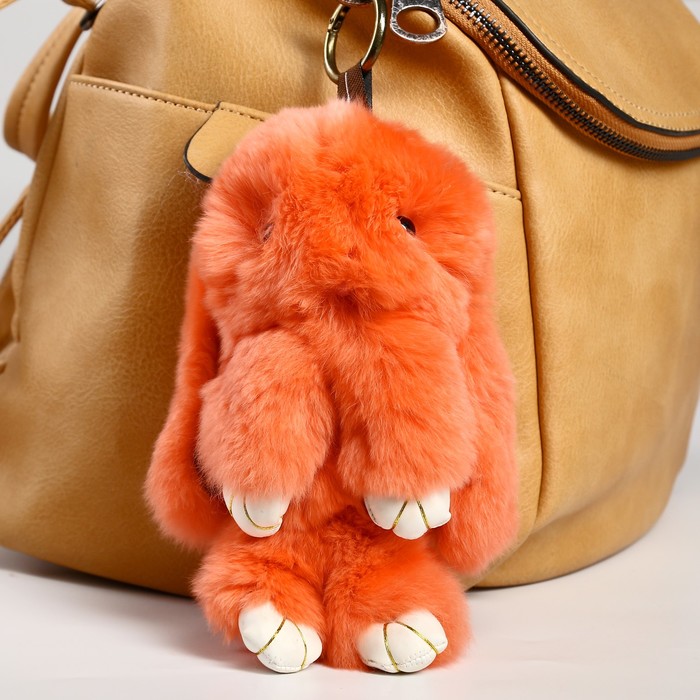 Брелок пушистик "Крольчонок оранжевый", МИКС