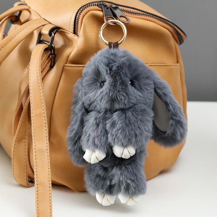 Брелок пушистик "Крольчонок темно-серый" 17х10х7 см