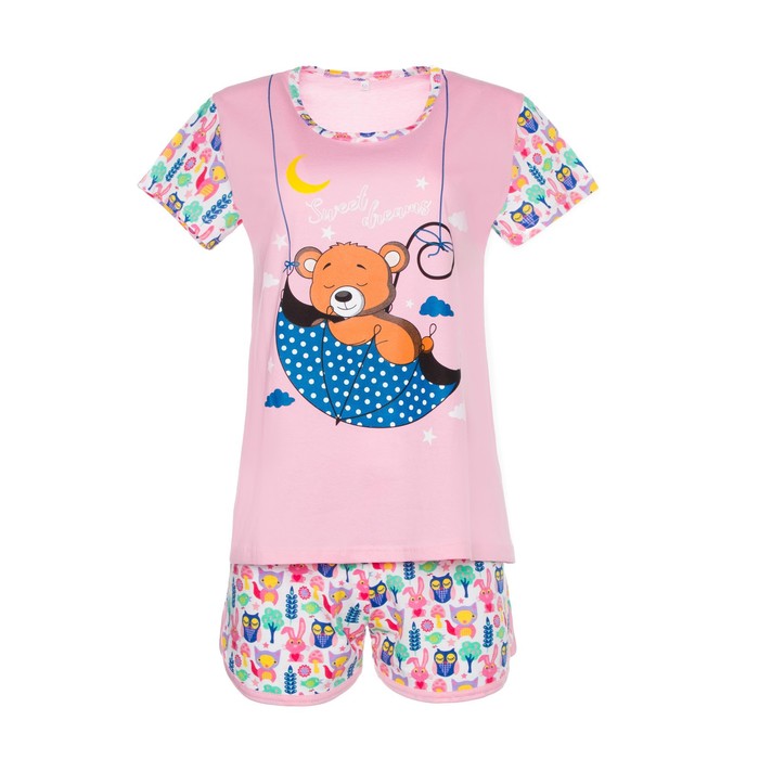 Пижама женская (футболка, шорты) ПК108 МИКС, размер 46