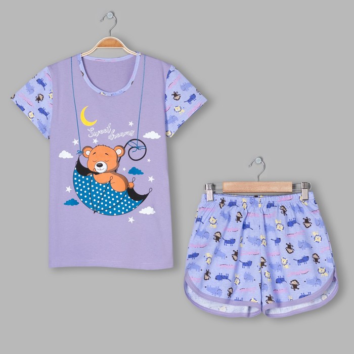 Пижама женская (футболка, шорты) ПК108 МИКС, размер 46