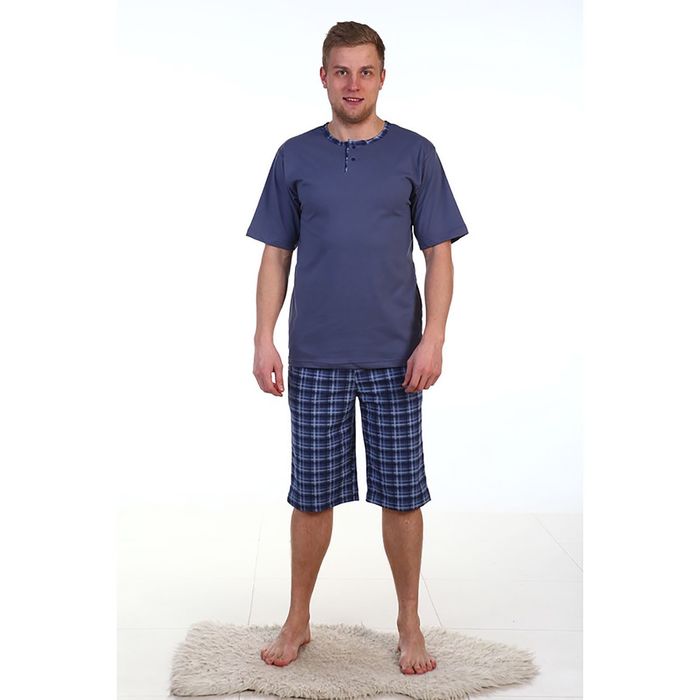 Пижама мужская (футболка, шорты) ПК181 МИКС, размер 56