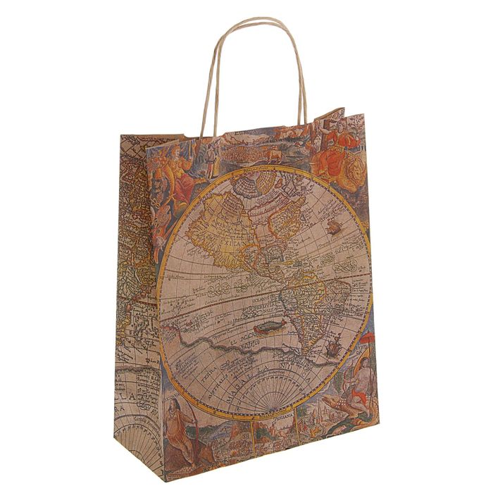 Пакет крафт "Карта" 25 х 11 х 32 см