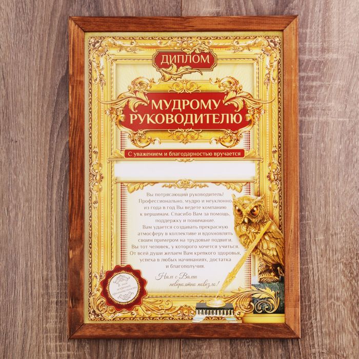 Диплом в рамке "Мудрому руководителю" А4