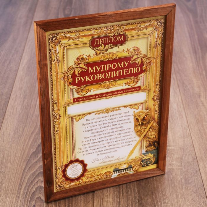 Диплом в рамке "Мудрому руководителю" А4