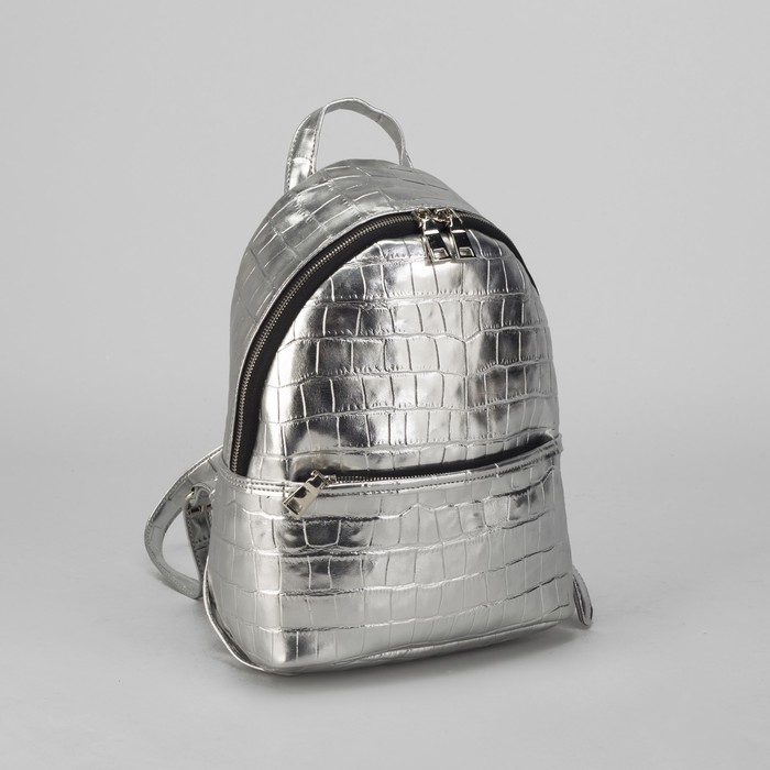 Рюкзак на молнии, эргономичная спинка, 1 отдел, наружный карман, цвет серебряный