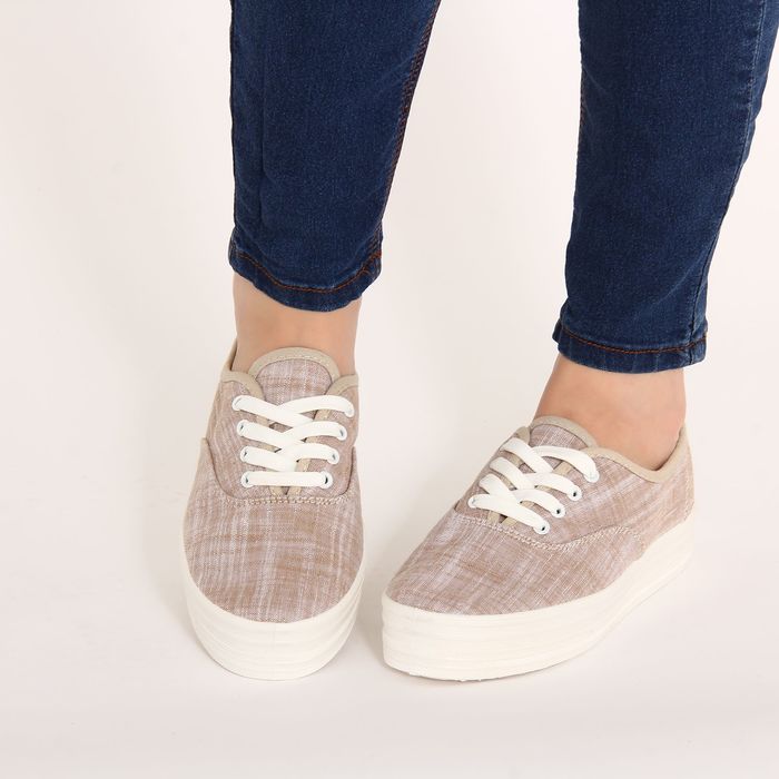 Кеды женские, размер 38, цвет бежевый (арт. 2102W-beige)