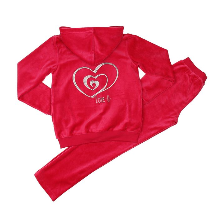 Комплект для девочки (толстовка, брюки), рост 98-104 см, цвет малиновый