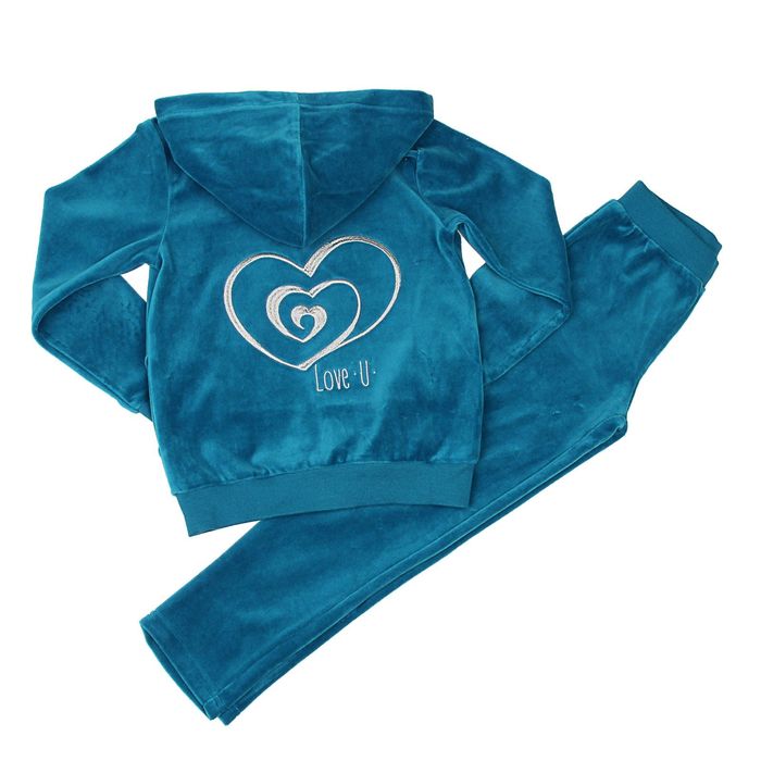 Комплект для девочки (толстовка, брюки), рост 98-104 см, цвет синий