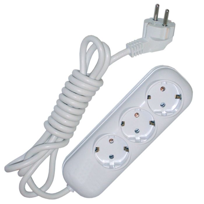 Удлинитель Glanzen, 3 гнезда, 7 м, 10 А, ПВС 3х1 с заземлением, EU-07-03Z