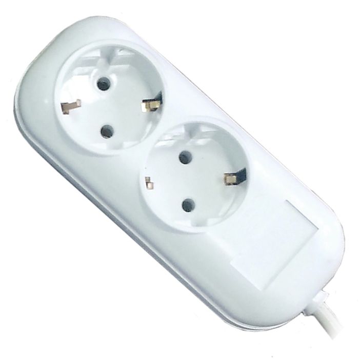 Удлинитель Glanzen, 2 гнезда, 5 м, 16 А, ПВС 3х1, с заземлением, EU-05-02Z