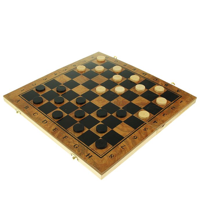 Набор игр 3в1. Нарды (кубик 7мм-2шт)+Шахматы пласт (6см)+Шашки пласт (d=3см) дерево 20х40см 198417