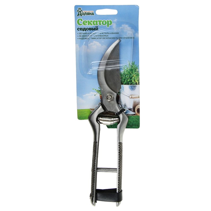 Секатор плоскостной, 9" (23 см), металлические ручки
