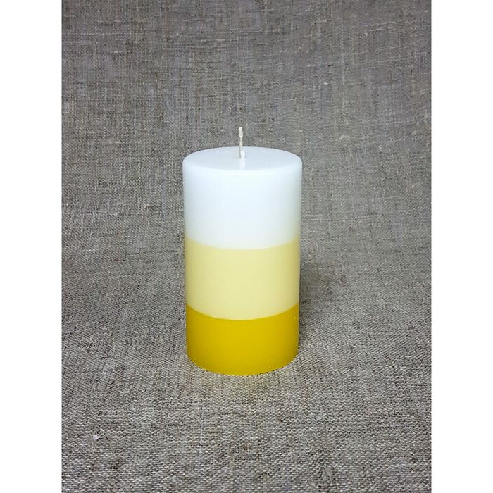 Свеча "Ручная работа" цилиндр 60*100 полоска желтая