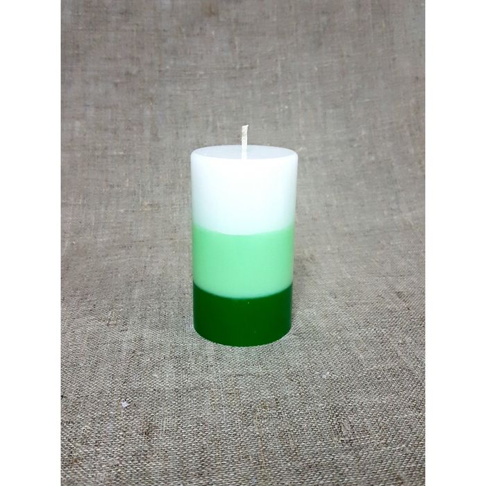 Свеча "Ручная работа" цилиндр 60*100 полоска зеленая