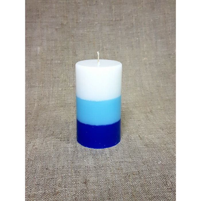 Свеча "Ручная работа" цилиндр 60*100 полоска синяя