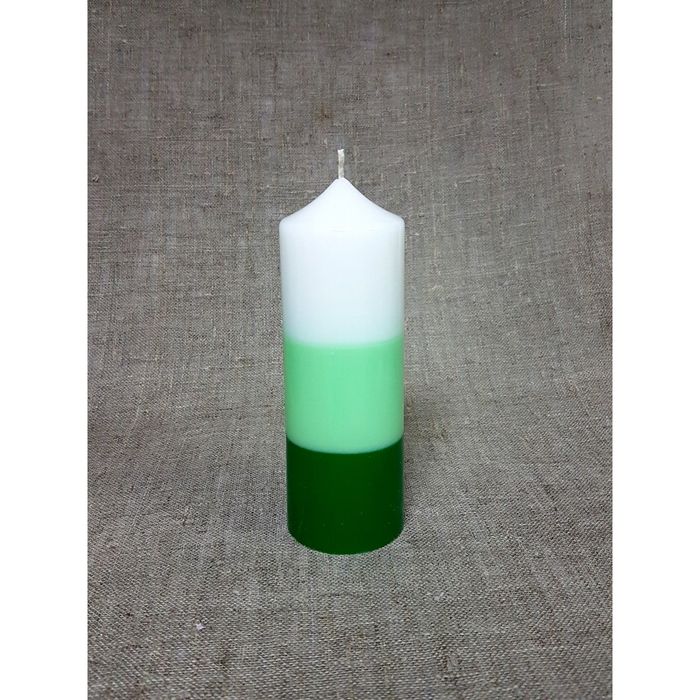 Свеча "Ручная работа" цилиндр 60*170в полоска зеленая