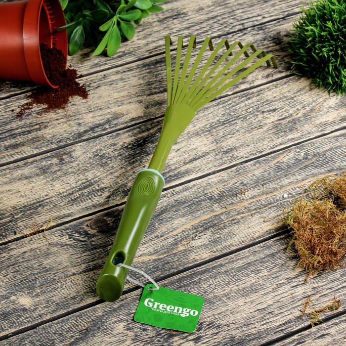 Грабли веерные, пластинчатые, длина 37 см, 9 зубцов, металл, пластиковая ручка