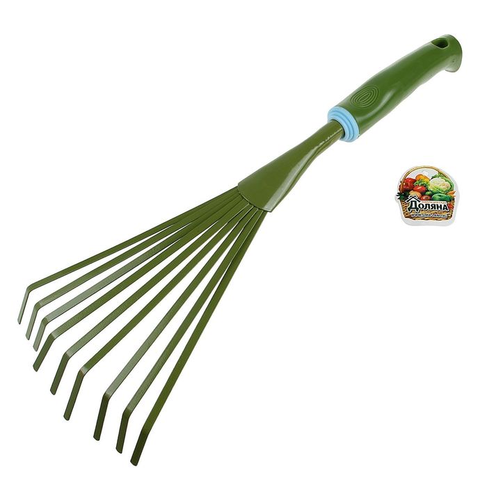 Грабли веерные, пластинчатые, длина 37 см, 9 зубцов, металл, пластиковая ручка