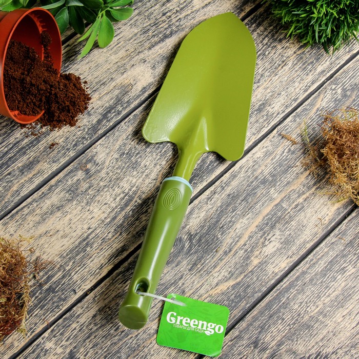 Совок посадочный, длина 33.5 см, ширина 7 см, прорезиненная ручка