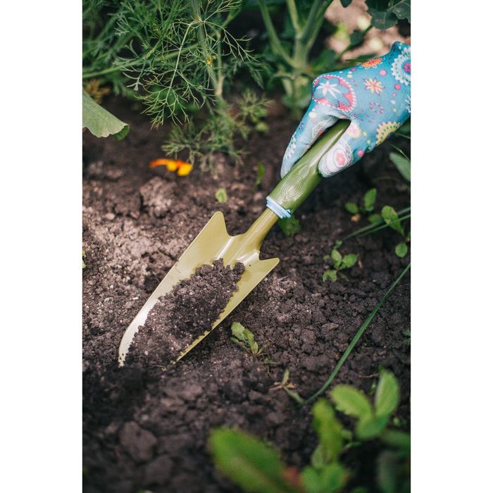 Совок посадочный, длина 33.5 см, ширина 7 см, прорезиненная ручка