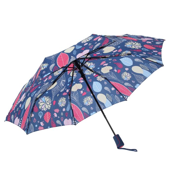 Зонт полуавтоматический "Осень", R=55см, цвет синий
