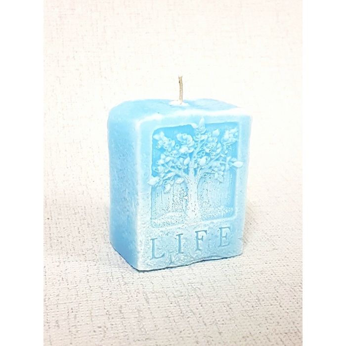 Свеча "Ручная работа" LIFE "Дерево жизни" 7*5,3*3,4 голубое
