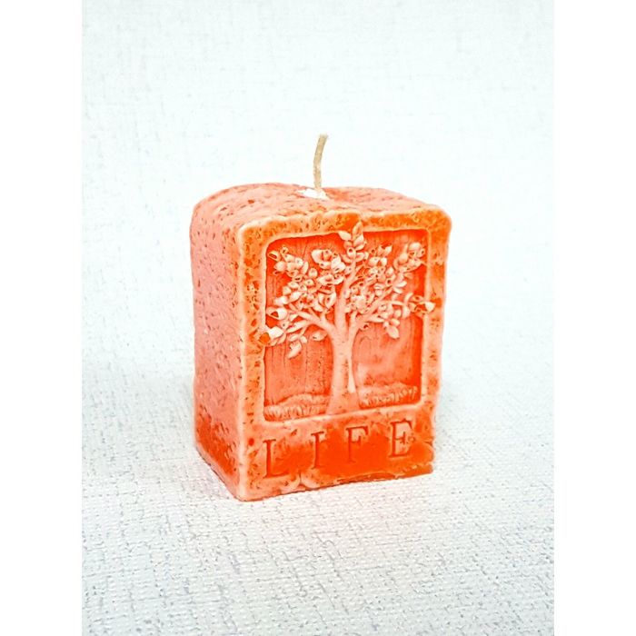 Свеча "Ручная работа" LIFE "Дерево жизни" 7*5,3*3,4 оранжевое