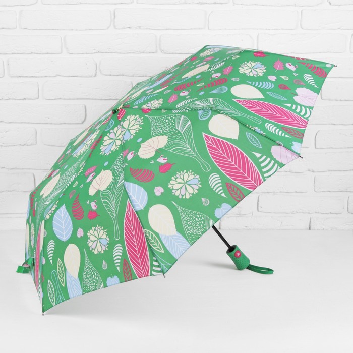 Зонт полуавтоматический "Осень", R=55см, цвет зелёный