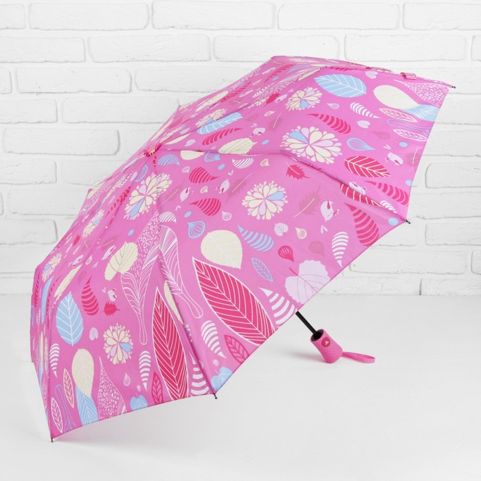 Зонт полуавтоматический "Осень", R=55см, цвет розовый