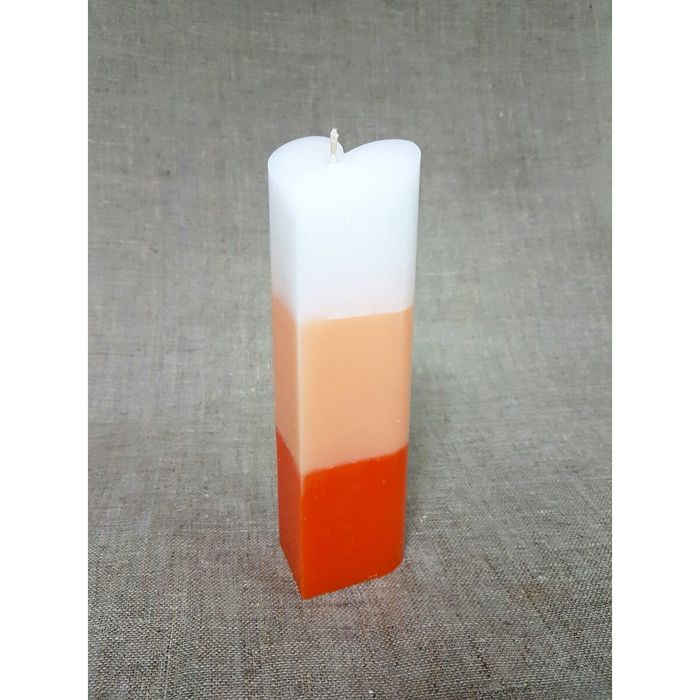 Свеча "Ручная работа" пирамида "Сердце" 68*205 полоска оранжевая