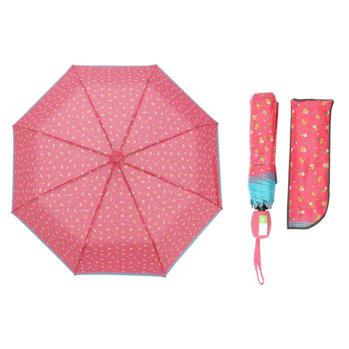 Зонт полуавтоматический "Цветочки", R=55см, цвет розовый