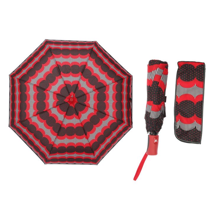 Зонт полуавтоматический "Карусель", R=55см, цвет красный/чёрный
