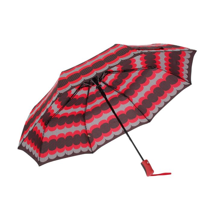 Зонт полуавтоматический "Карусель", R=55см, цвет красный/чёрный