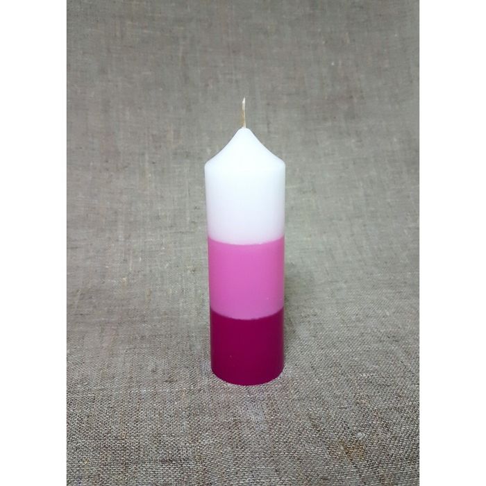 Свеча "Ручная работа" цилиндр 50*155в полоска розовая