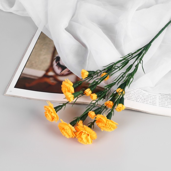 Цветы искусственные Гвоздика кустовая 60 см, жёлтый цветы искусственные гвоздика 25 см оранжевый