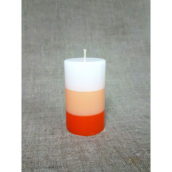 Свеча "Ручная работа" цилиндр 52*95 полоска оранжевая