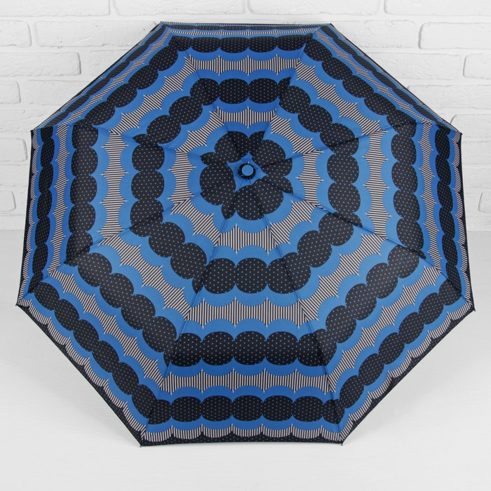 Зонт полуавтоматический "Карусель", R=55см, цвет синий/чёрный