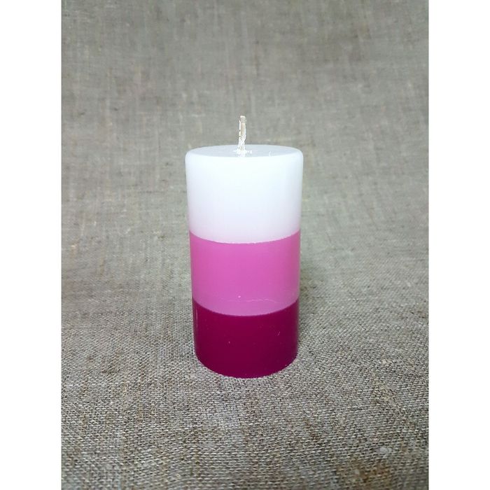 Свеча "Ручная работа" цилиндр 60*100 полоска розовая