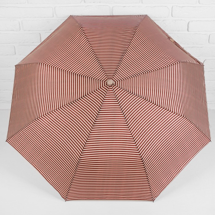 Зонт полуавтоматический "Полоска", R=55см, цвет бежево-коричневый