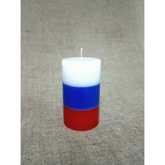 Свеча "Ручная работа" цилиндр 60*100 триколор