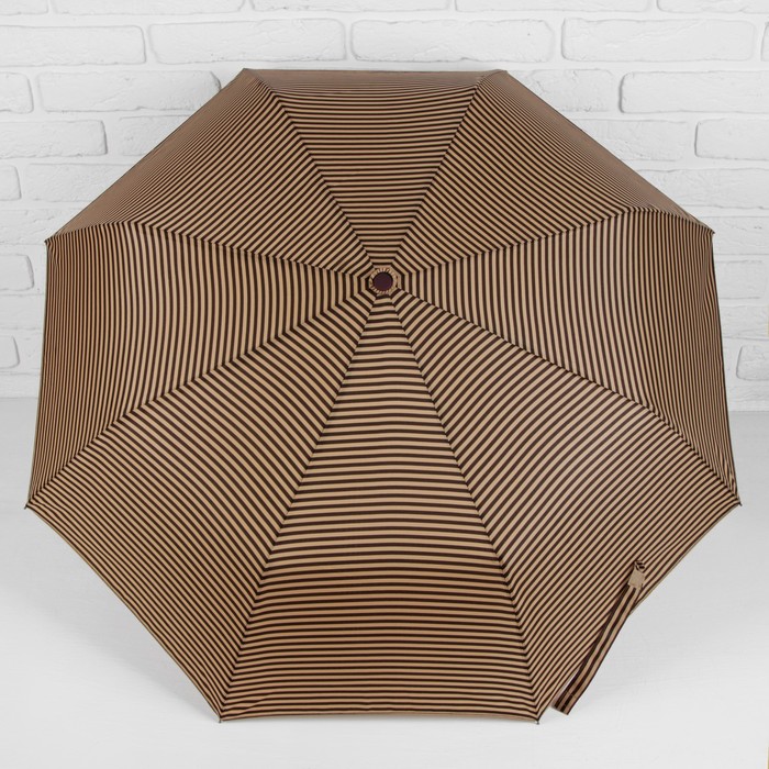 Зонт полуавтоматический "Полоска", R=55см, цвет бежево-коричневый