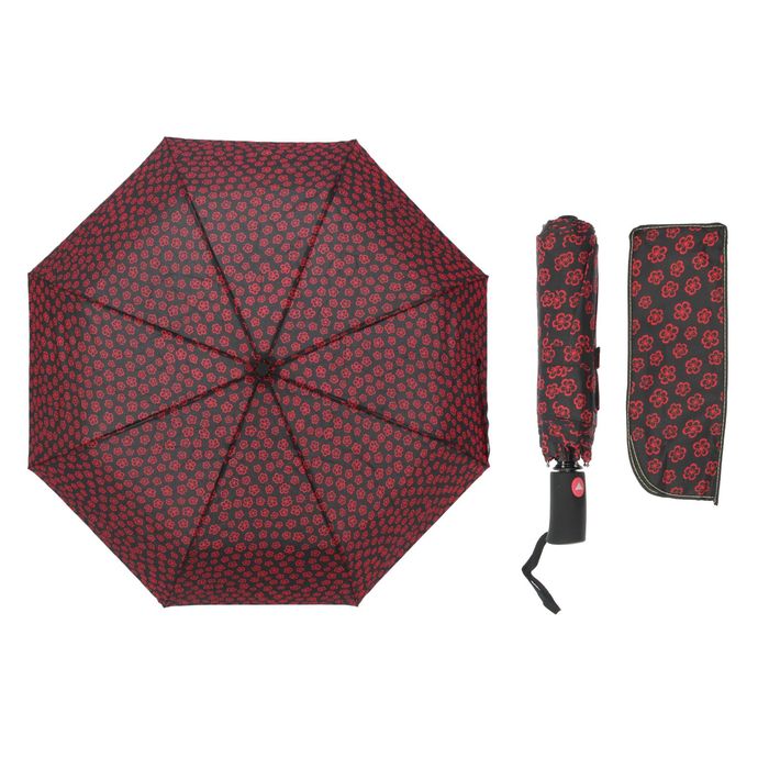 Зонт полуавтоматический "Незабудки", R=55см, цвет бордовый
