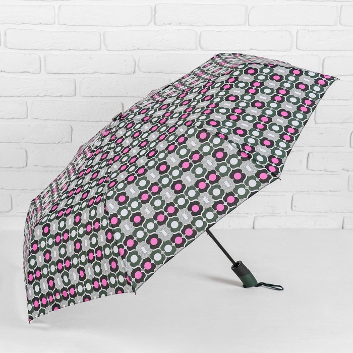 Зонт полуавтоматический "Восток", R=55см, цвет зелёный/розовый