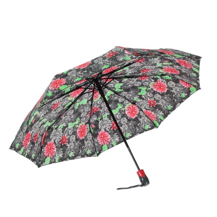 Зонт автоматический "Цветочное ассорти", R=55см, цвет зелёный
