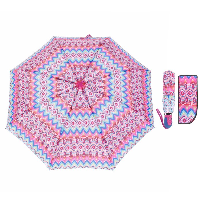 Зонт автоматический "Орнамент", R=55см, цвет розовый