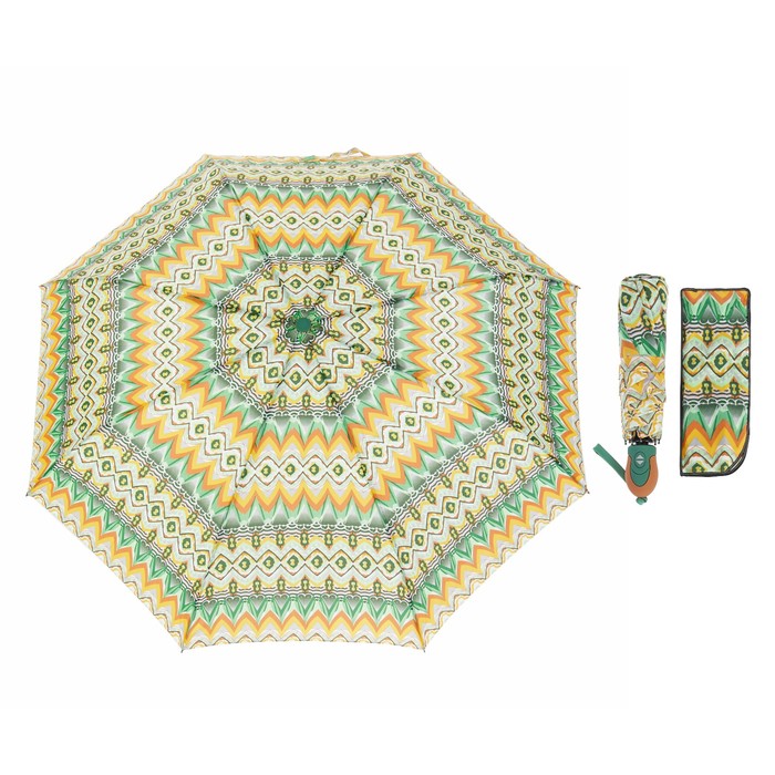 Зонт автоматический "Орнамент", R=55см, цвет зелёный