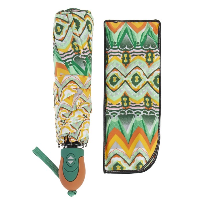 Зонт автоматический "Орнамент", R=55см, цвет зелёный