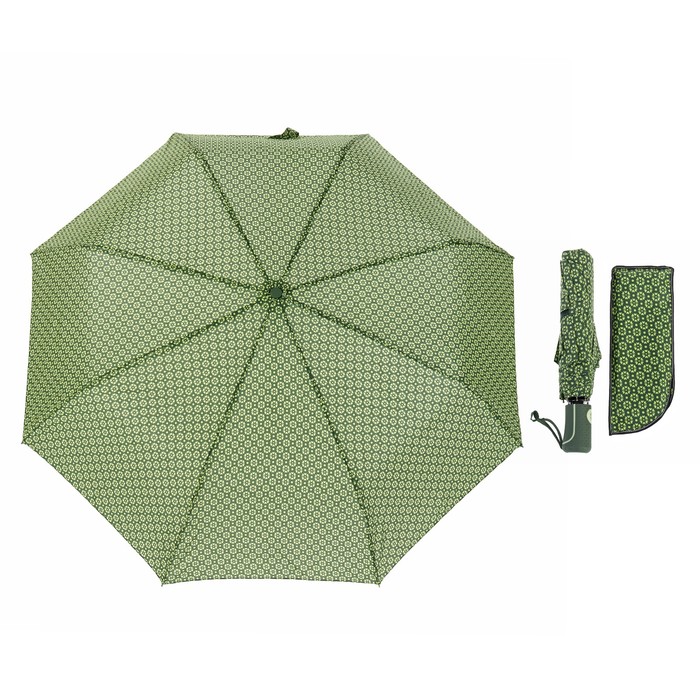 Зонт автоматический "Цветы", R=55см, цвет зелёный