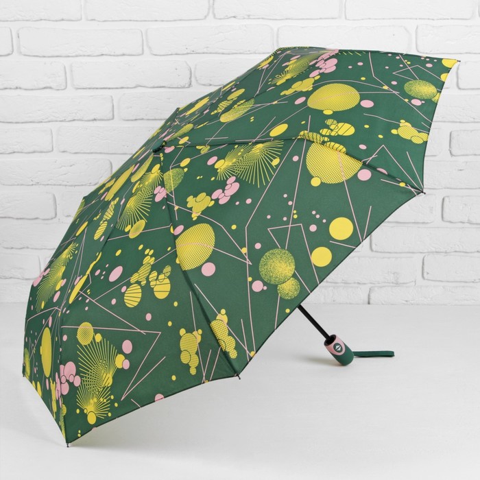 Зонт автоматический "Вселенная", R=55см, цвет зелёный
