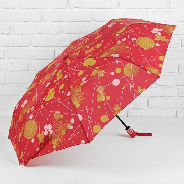 Зонт автоматический "Вселенная", R=55см, цвет красный